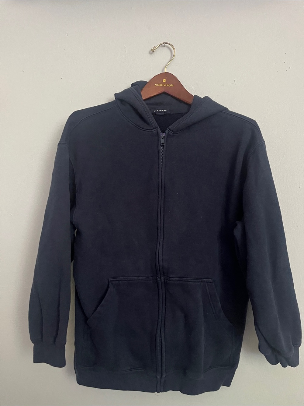 Lands' End Black Hooded Sweatshirt